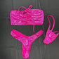 Metallic Hot Pink Tube Top/Cheeky Thong Two-Piece Lingerie Outfit