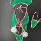 Green Sparkle Mesh/Candy Cane Hoodie One-Piece Lingerie Outfit