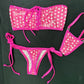 Pink Designer Two-Piece Side-Tie Bikini Lingerie Outfit