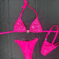 Hot Pink Spandex Two-Piece Bikini Lingerie Outfit