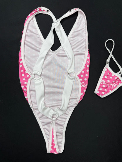 Pink Pokie Dot Designer One-Piece Lingerie Outfit