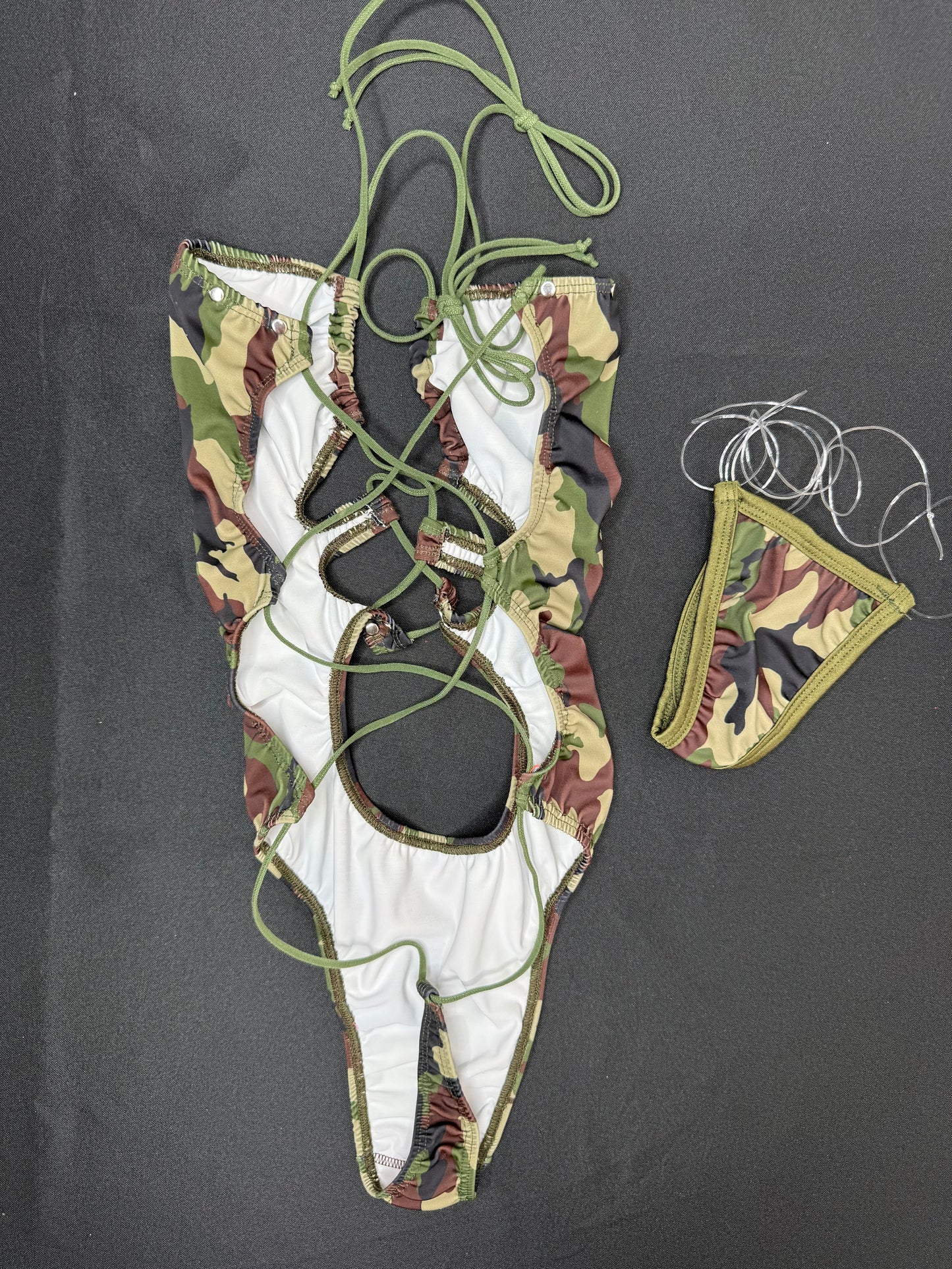 Camouflage Spandex One-Piece Lingerie Outfit
