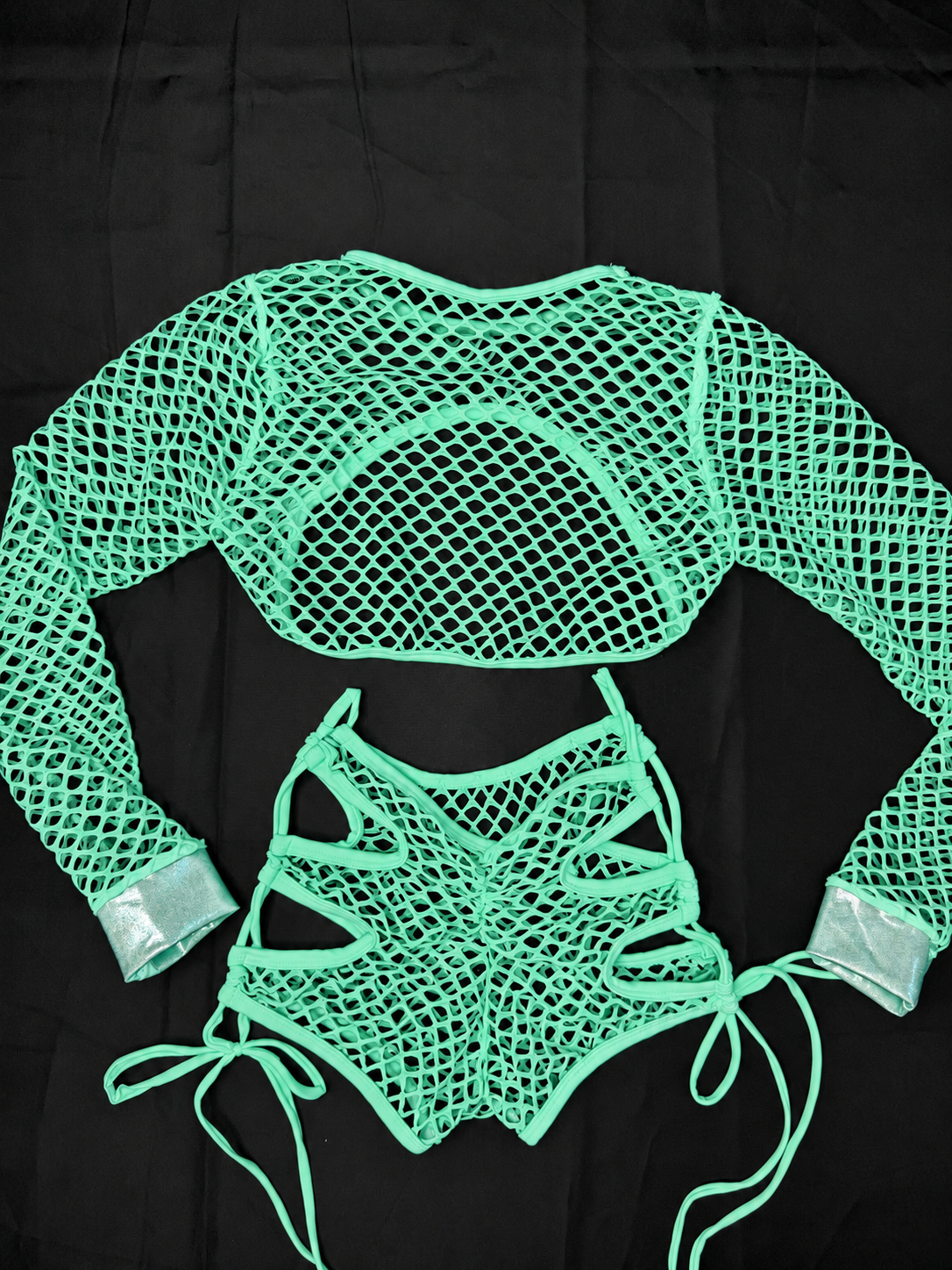 Mint Net & Mystique Mint/Silver Two-Piece Lingerie Outfit