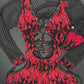 Red Glitter Mesh Flame Black Fishnet One-Piece Romper Lingerie Outfit