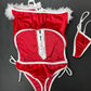 Exotic Dance Wear Red Velvet & White One-Piece Christmas Outfit