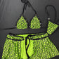 Neon Yellow Designer Bikini Top/Skirt Two-Piece Lingerie Outfit