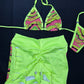 Yellow Pink Wave Two-Piece Ripped Back Shorts Lingerie Outfit