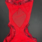Red Web Nylon/Spandex Red Mesh One-Piece Cheeky Thong Lingerie Outfit