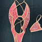 Mystic Orange/Pink One-Piece Exotic Dancer Outfit