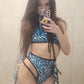 Blue Cheetah Print Two-Piece Stripper Outfit