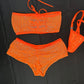 Orange Mesh Tube Top/Shorts Two-Piece Lingerie Outfit