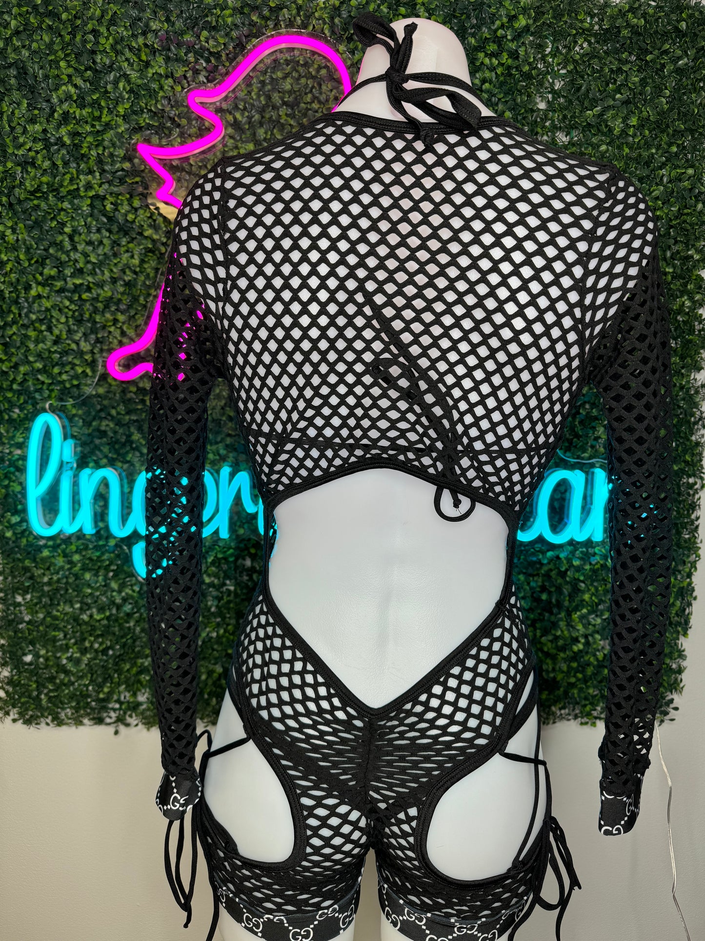 Black Romper One-Piece Stripper Outfit