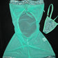 Metallic Mint/Mint Mesh One-Piece Exotic Dance Wear Outfit