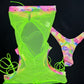 Rainbow Spandex/Neon Mesh One-Piece Lingerie Outfit with Cheekie Thong Lingerie Outfit