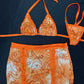 Orange Two-Piece Bikini Top/Skirt Lingerie Outfit