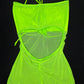 Neon Green Mesh Three-Piece Cheeky Thong/Sleeves Lingerie Outfit