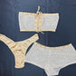 Gold Mesh Tube Top/Shorts Cheeky Thong Three Piece Lingerie Outfit