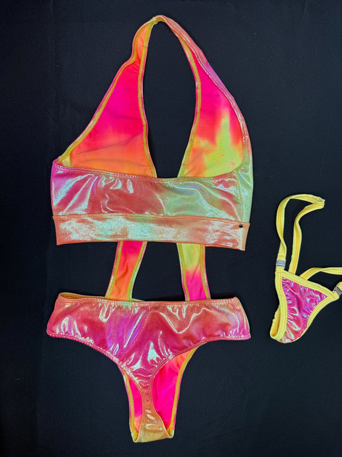 Pink/Yellow Ombré One-Piece Lingerie Outfit