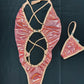 Mystic Orange/Pink One-Piece Exotic Dancer Outfit