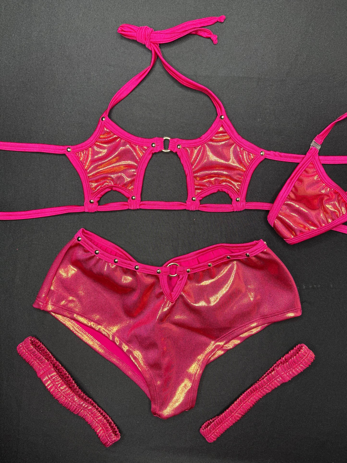 Hot Pink Star Bikini Top/Shorts Two-Piece Lingerie Outfit