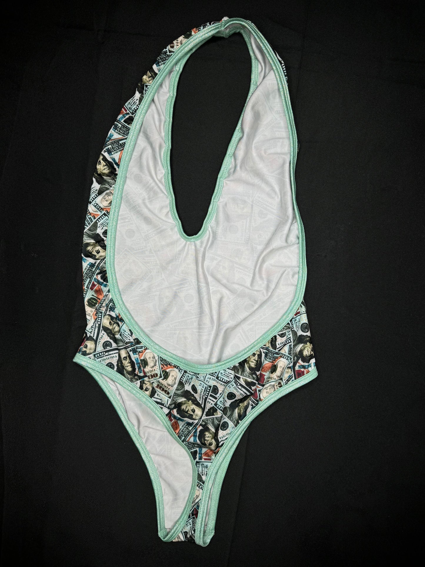 Mint $100 Bill Money One-Piece Lingerie Outfit