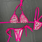 Heart Print Spandex Two-Piece Bikini Lingerie Outfit