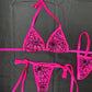 Hot Pink Two-Piece Side-Tie Bikini Lingerie Outfit
