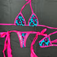 Blue Animal Print/Hot Pink Two-Piece Lingerie Outfit