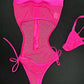 Hot Pink Sparkle Mesh One-Piece Lingerie Outfit