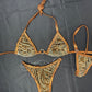 Cheetah Print VELVET/Metallic Copper Spandex Two-Piece Bikini Lingerie Outfit