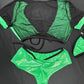 Mystic Green Spandex/Black Mesh Two-Piece Shorts Lingerie Outfit