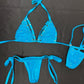 Blue Two-Piece Piece Side-Tie Bikini Lingerie Outfit