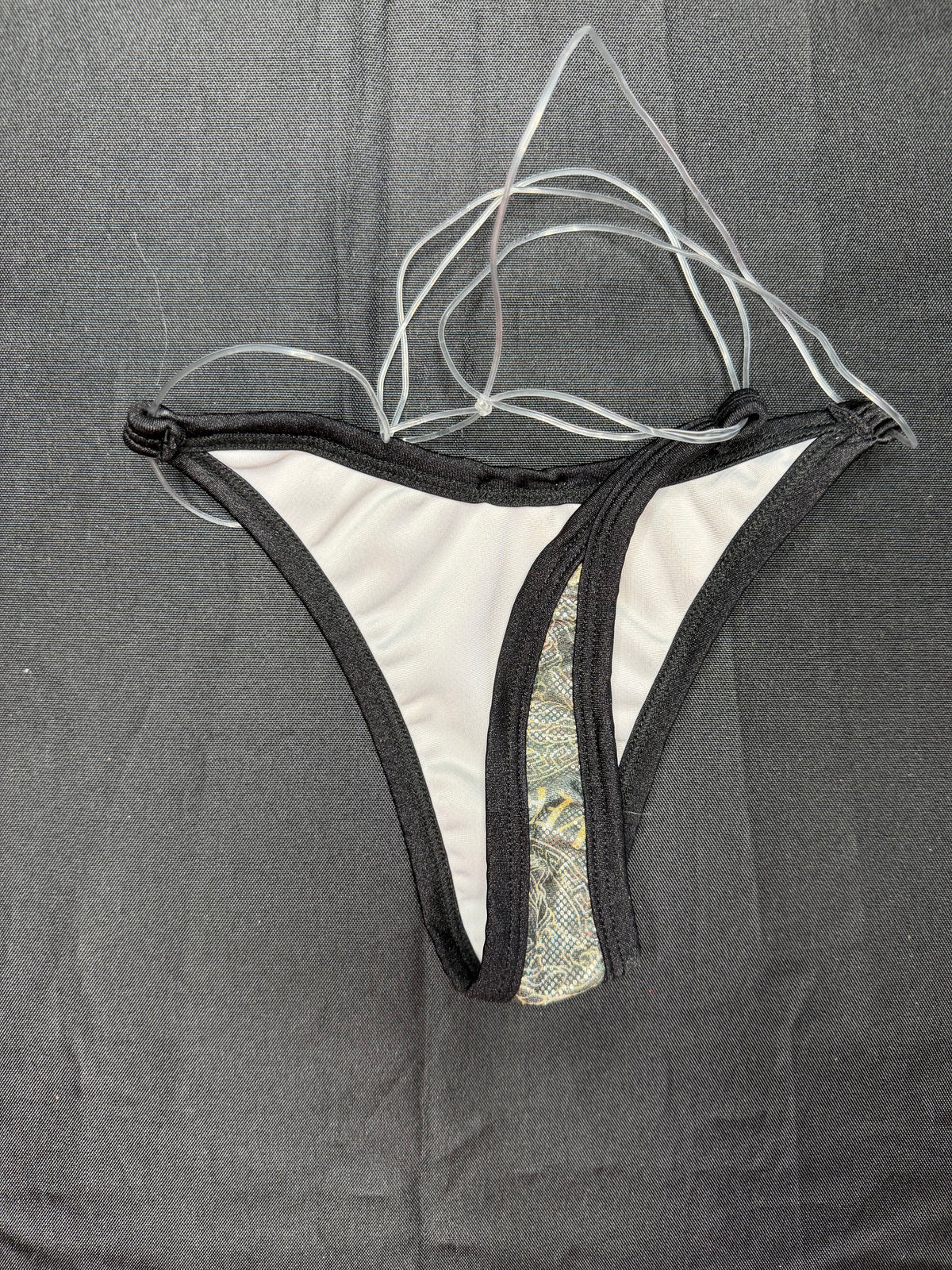 Designer Print/Black Spandex Bikini Lingerie Outfit