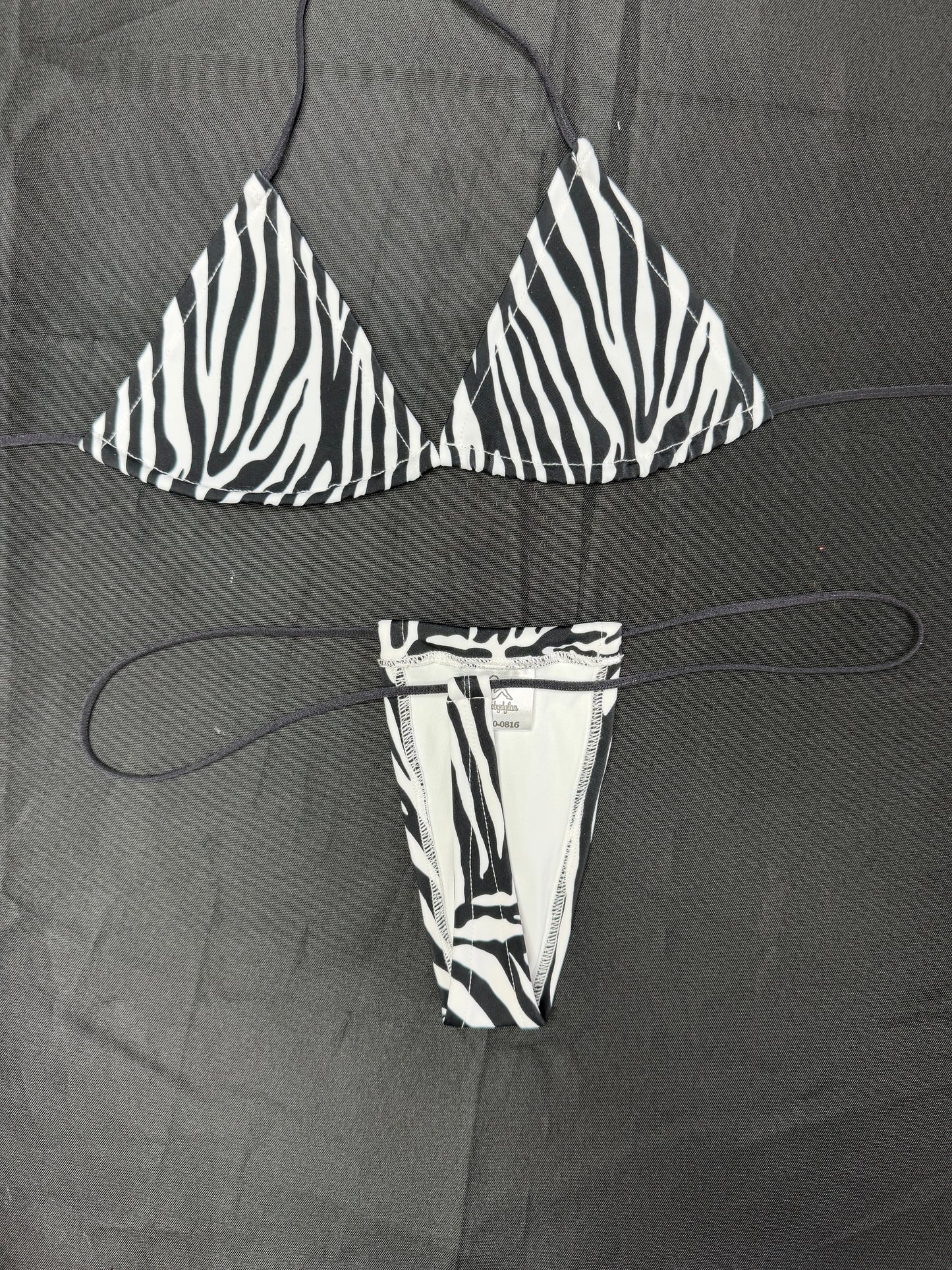Zebra Animal Print Spandex Micro Bikini Lingerie Outfit