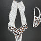 White/Brown Animal Print One-Piece Lingerie Outfit
