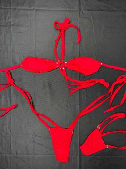Black Spandex Sling-Shot Two-Piece Lingerie Outfit