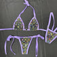 Holographic Designer Black/Lavender Spandex Two-Piece Lingerie Outfit
