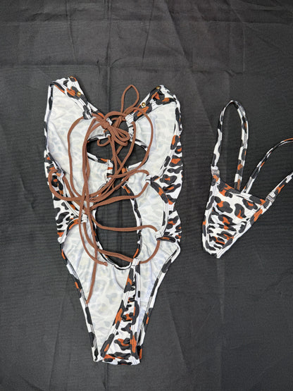 Cheetah Animal Print One-Piece Lingerie Outfit