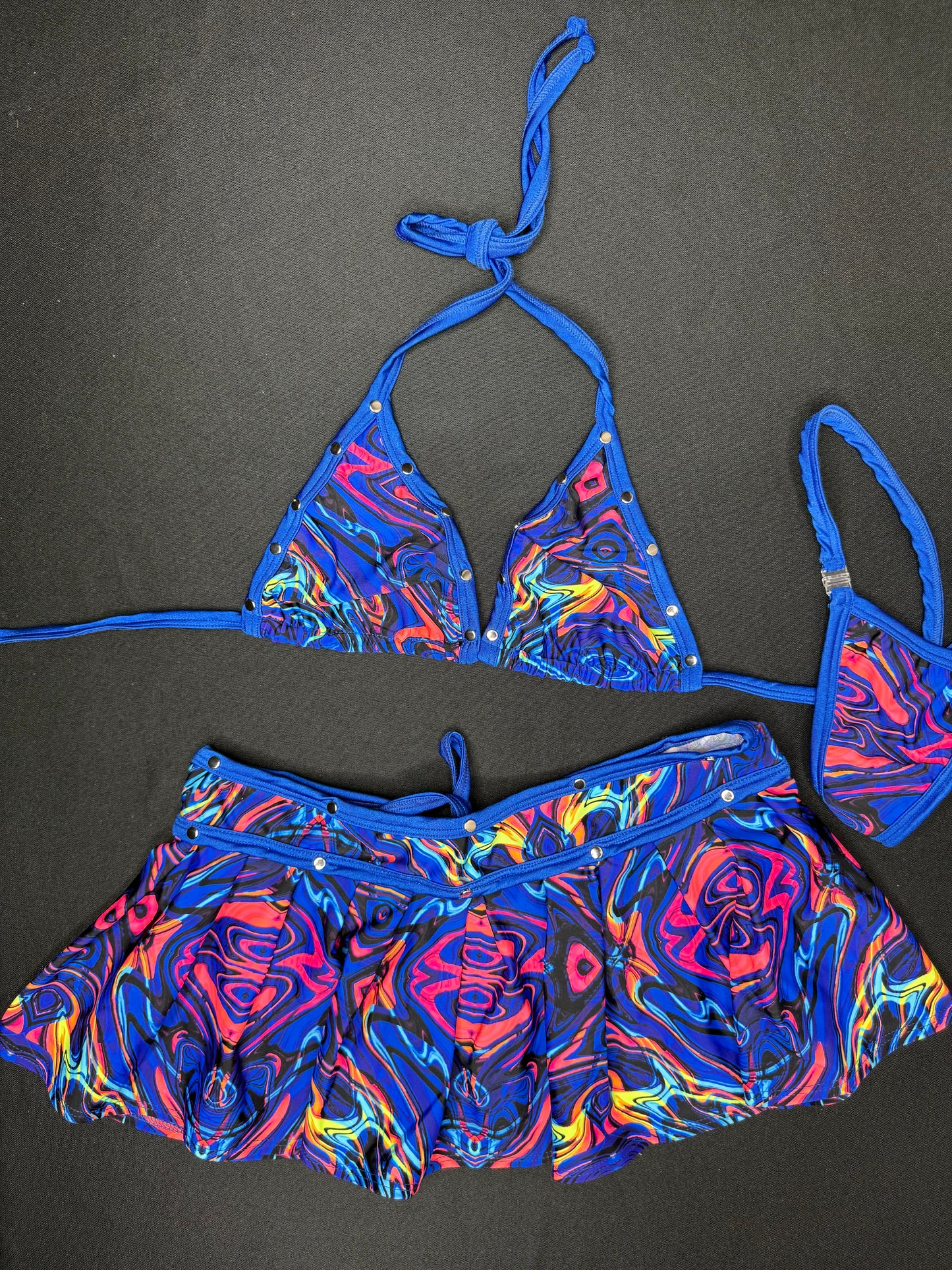 Tie Dye Spandex Two-Piece Skirt Lingerie Outfit