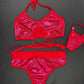 Red Microdot/Red Two-Piece Sports Bra/Shorts Lingerie Outfit