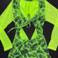 Cosmic Neon Green Spandex One-Piece Romper Lingerie Outfit