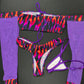 Purple Mesh/Tiger Stripe Animal Print Tube Top Long Sleeve/Cheeky Thong Two-Piece Lingerie Outfit