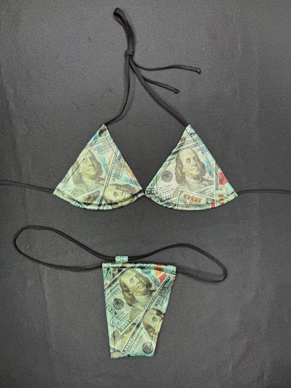 Holographic and Metallic Money Print Bikini