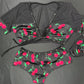 Red/Black Cherry Two-Piece Shorts Lingerie Outfit