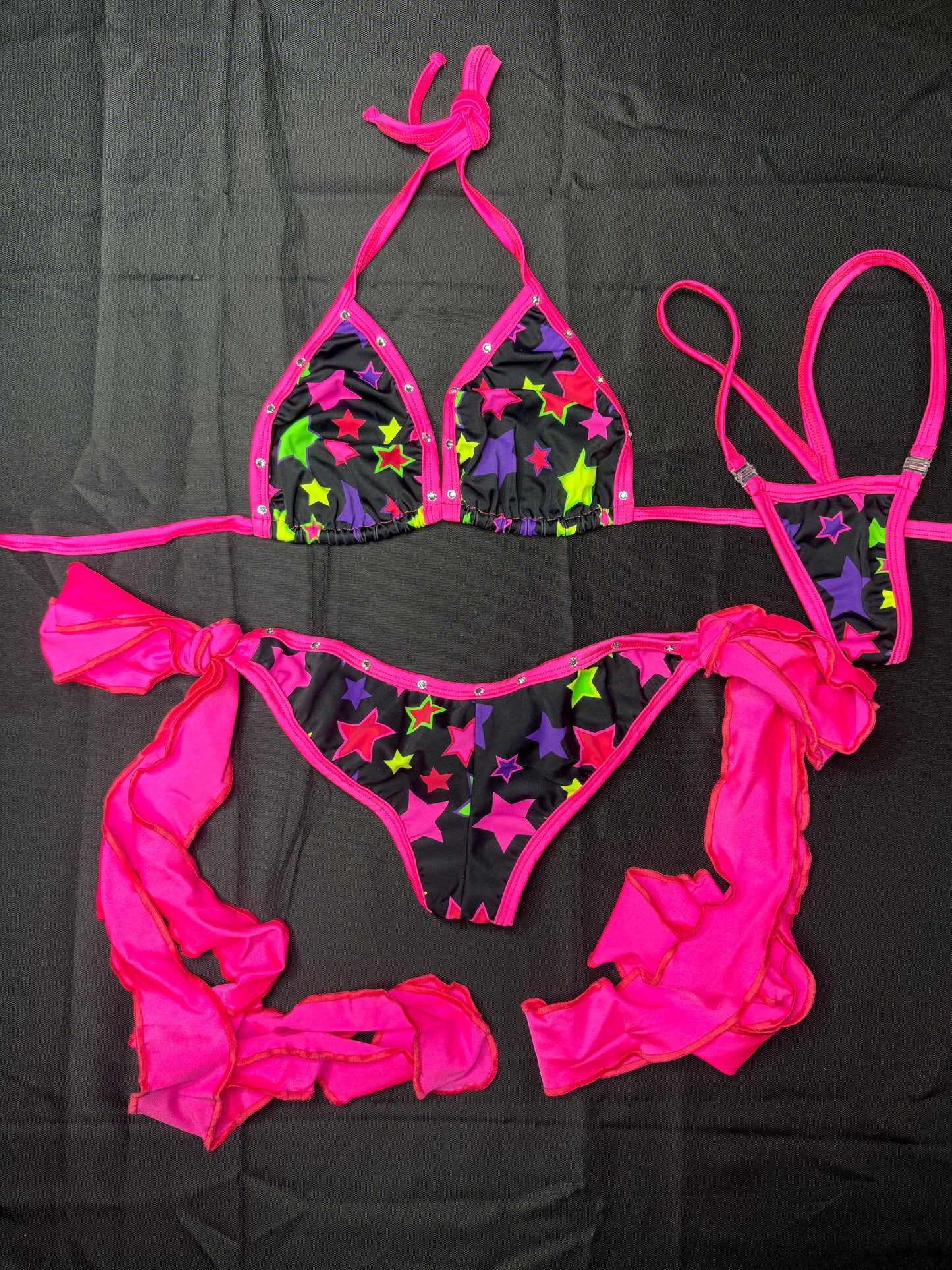 Star Spandex/Hot Pink Bikini Bikini Lingerie Outfit