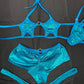 Teal Star Top/Shorts Garters Three Piece Lingerie Outfit