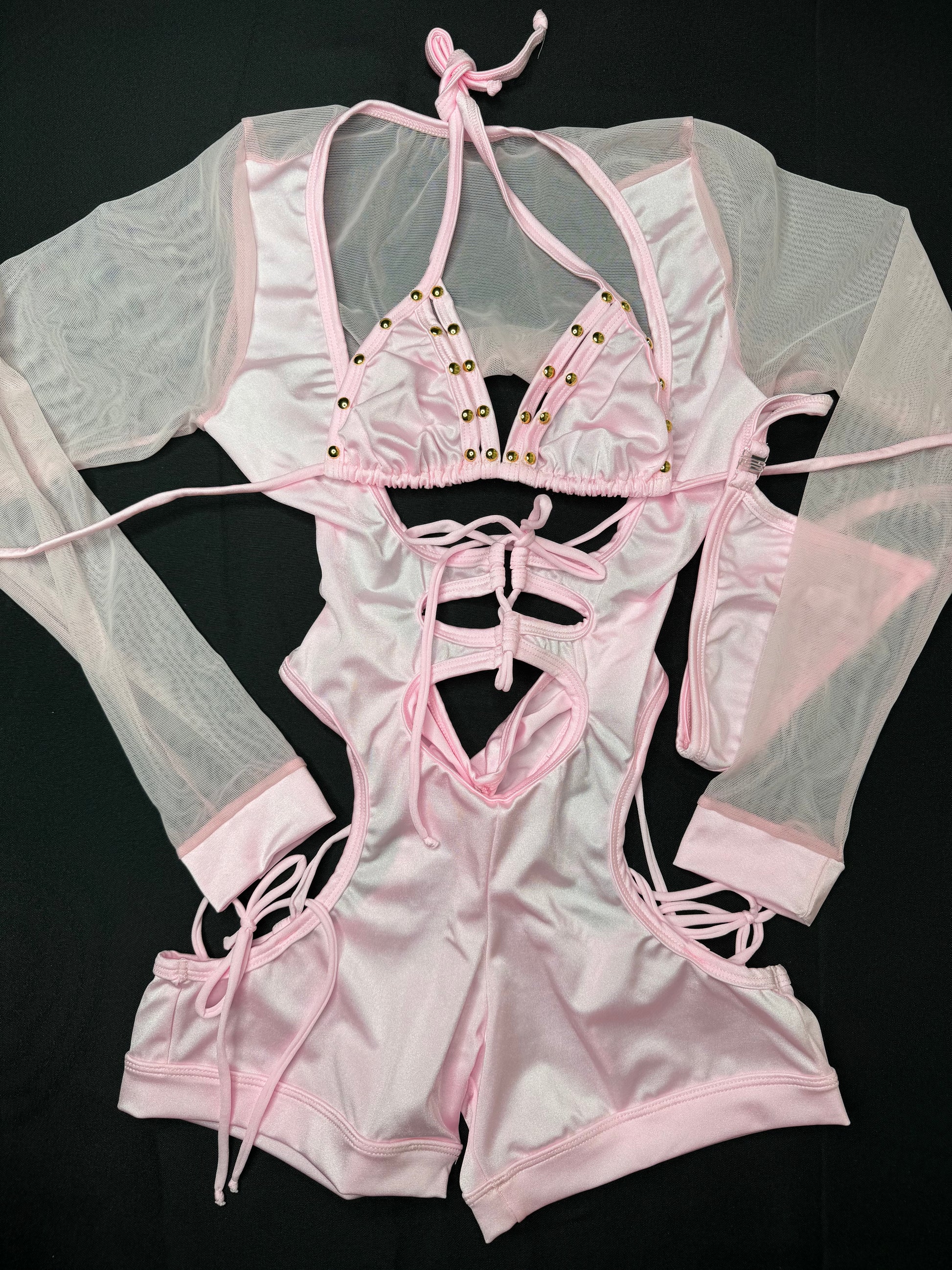 Baby Pink One-Piece Bartender Romper Outfit
