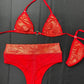 Metallic Red Two-Piece Exotic Dancer Outfit