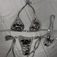 Black Latex Two-Piece Bikini Lingerie Outfit