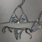 Metallic Black Two-Piece Side-Tie Bikini Lingerie Outfit